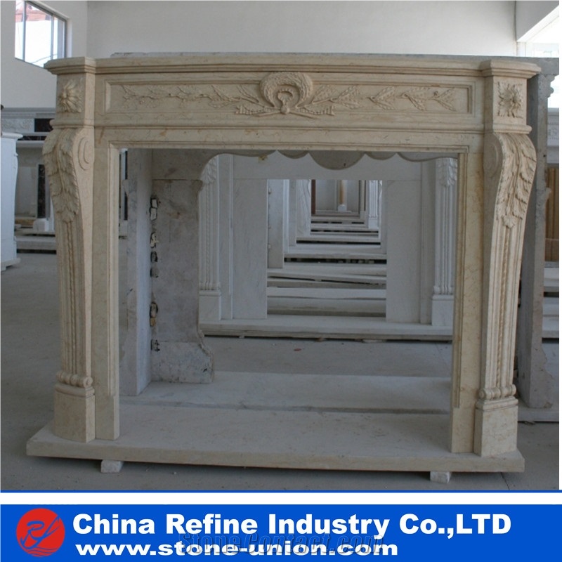 Sunny Beige Marble Fireplace Mantel Surround