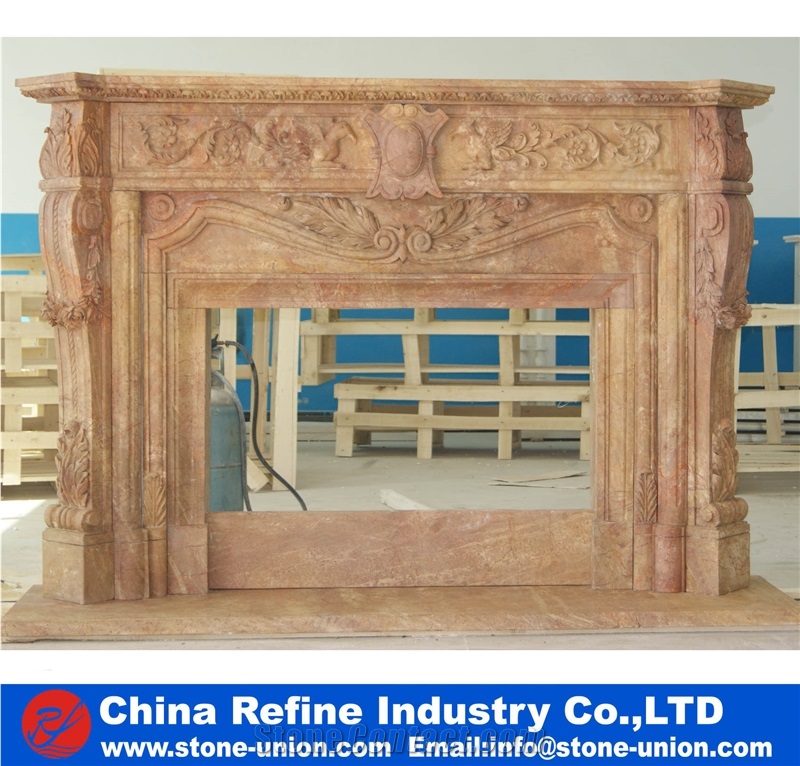 Sunny Beige Marble Fireplace Mantel Surround