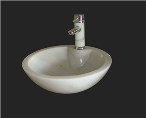 Unique Carrara White Marble Bathroom Round Sinks