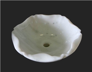 Unique Carrara White Marble Bathroom Round Sinks
