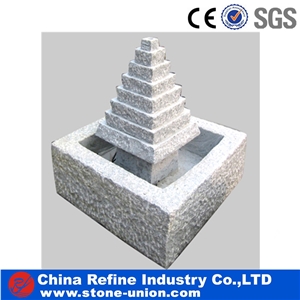 Wheel Grey Granite Sculptured Fountains For Garden