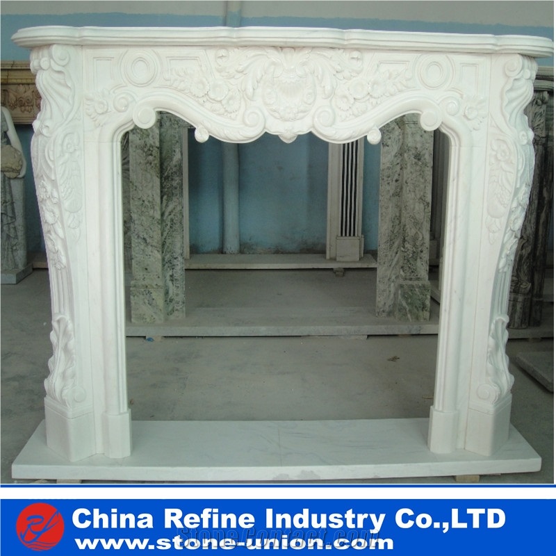 Cheap  White Marble Fireplace Surround & Fireplace Mantel