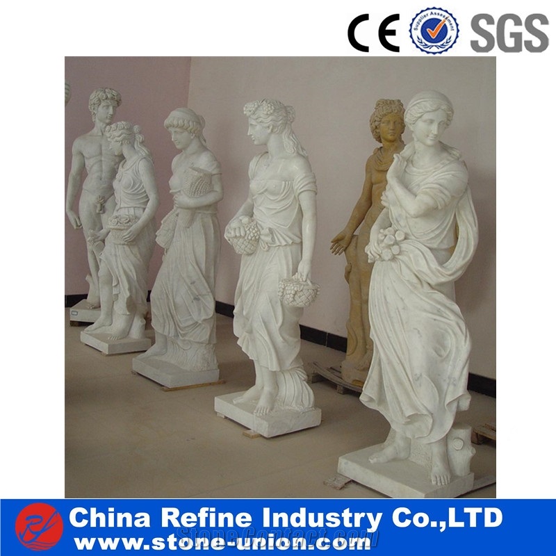 White Marble Moon Girl Statue Woman Sculptures
