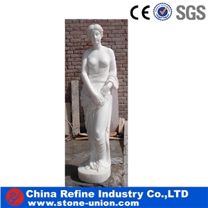 White Marble Moon Girl Statue Woman Sculptures