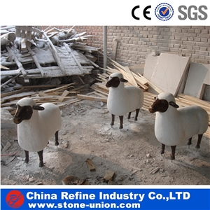 White Marble Sculpture Sheep Animal Statues