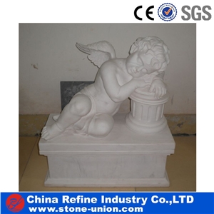 White Marble Small Kid Boy Angel Statues
