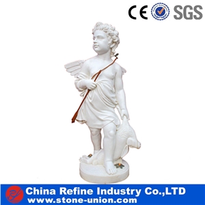 White Marble Stone Children Statue for Garden Decoration