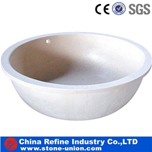 White Polished Marble Round Wash Bathtubs Surround