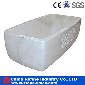 White Polished Marble Round Wash Bathtubs Surround