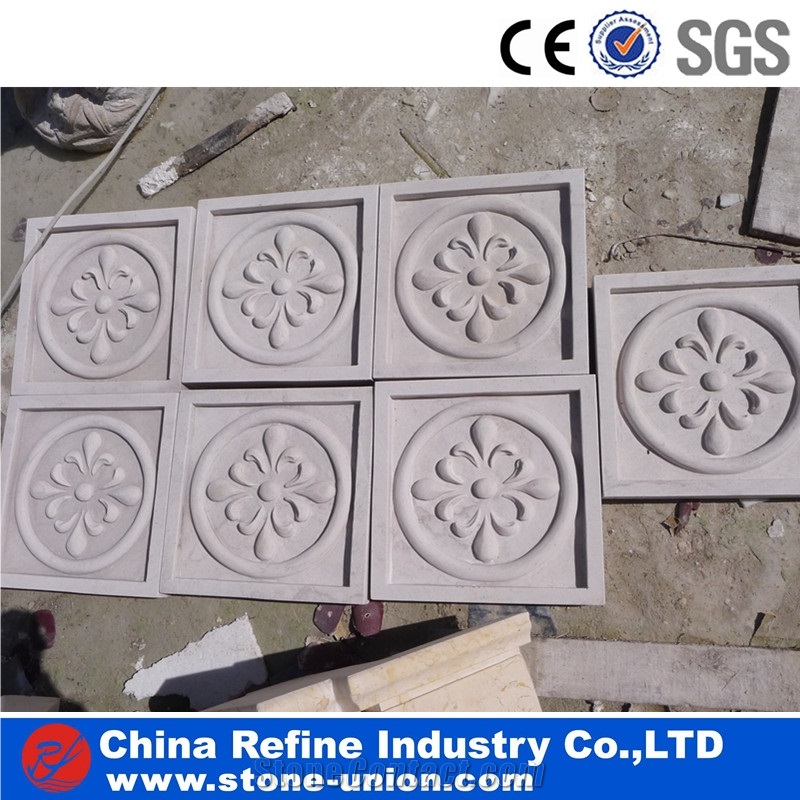 White Sandstone Handcraft Carving Wall Reliefs