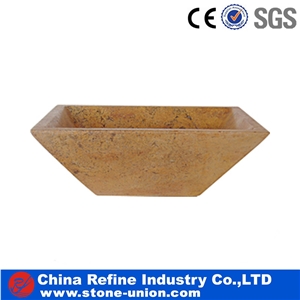 Yellow Beige Square Bathroom Sinks & Basins