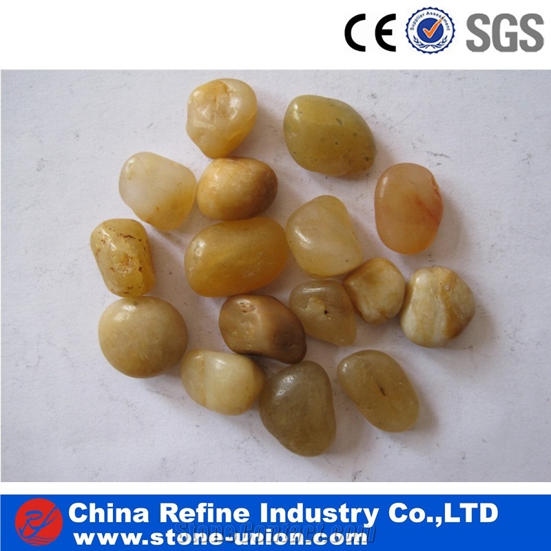 Yellow Good Quality Polished Pebbles,River Cobbles