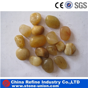 Yellow Polished River Pebbles for Garden Walkway