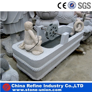 Yellow Rusty Granite Sculptured Water Fountains