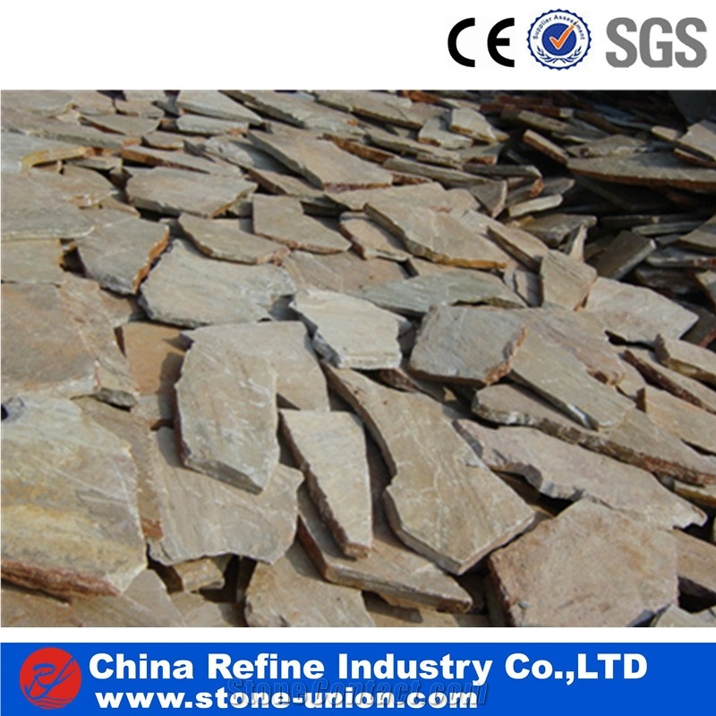 Yellow Wooden Slate Random Crazy Paving Tiles