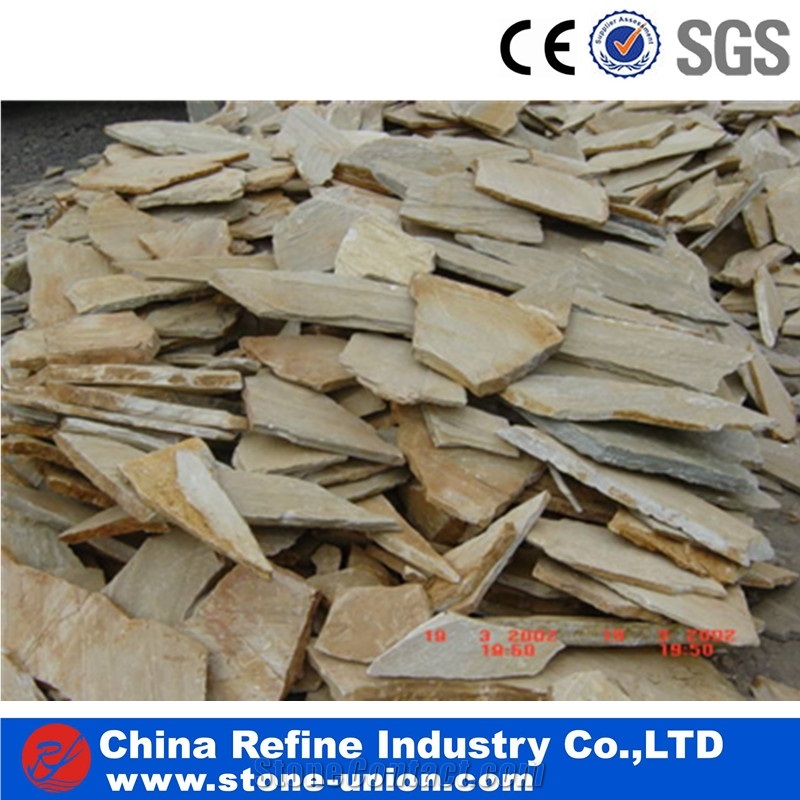 Yellow Wooden Slate Random Crazy Paving Tiles