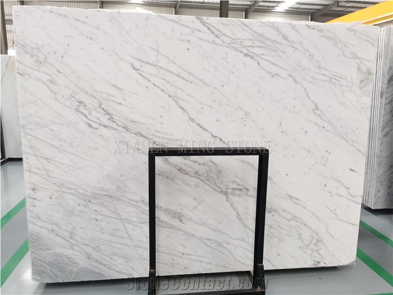 Marble Tile-New Carrara White Marble Slab with Great Grey Texture