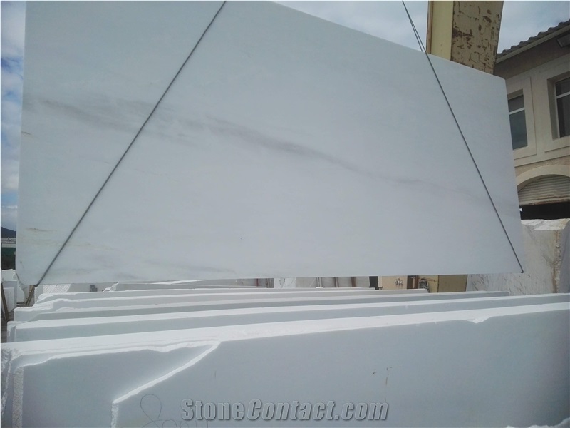 Olympus White Marble Polished Slabs with Veins Greek Marbles