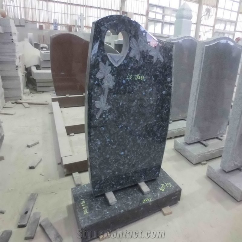 Black/Grey/Red Granite Headstone Grave Tombstone