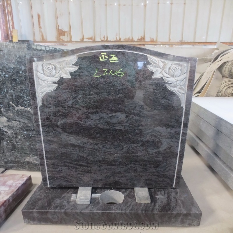 Black/Grey/Red Granite Headstone Grave Tombstone