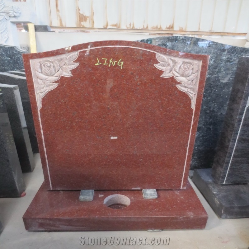 Black/Grey/Red Granite Headstone Grave Tombstone