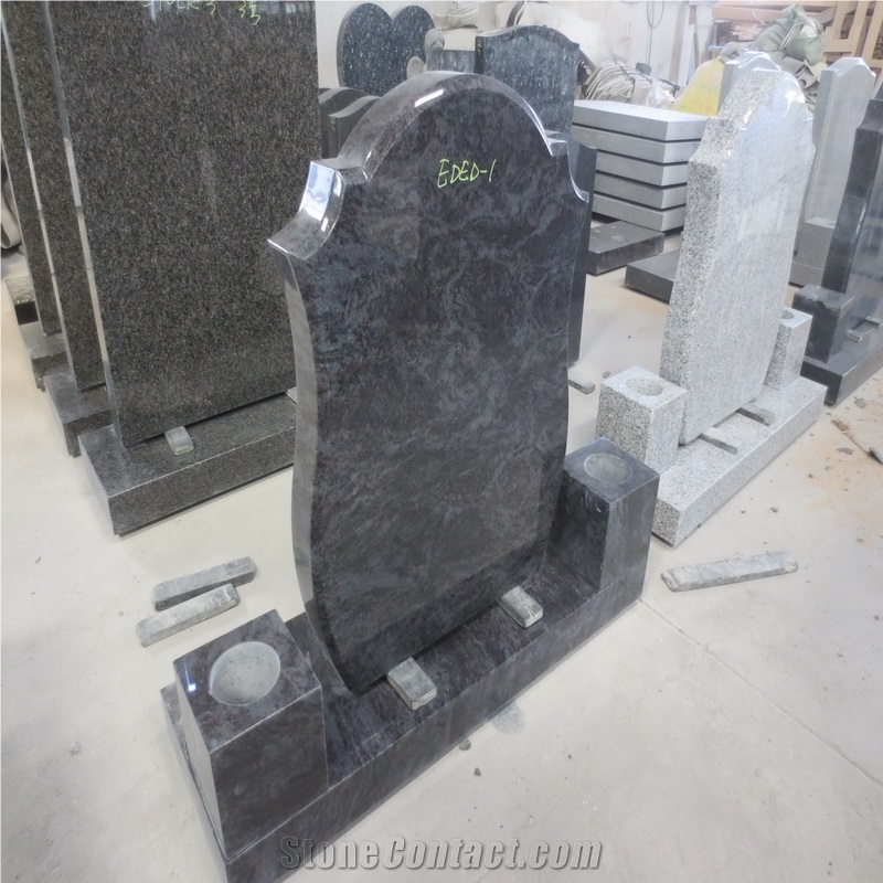 Black/Grey/Red Granite Headstone Grave Tombstone