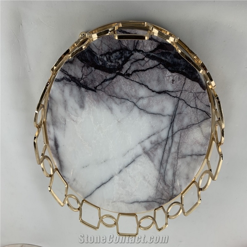 Black,White, Green Marble Stone for Fruit Basket