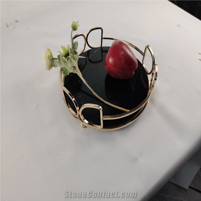 Black,White, Green Marble Stone for Fruit Basket