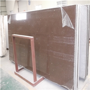 China Brown Quartz Slab for Kitchen Countertops