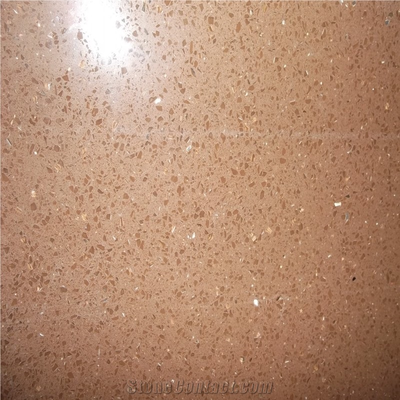 China Brown Quartz Slab for Kitchen Countertops