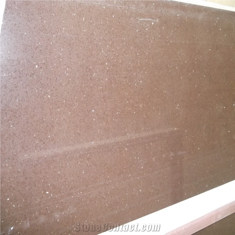 China Brown Quartz Slab for Kitchen Countertops