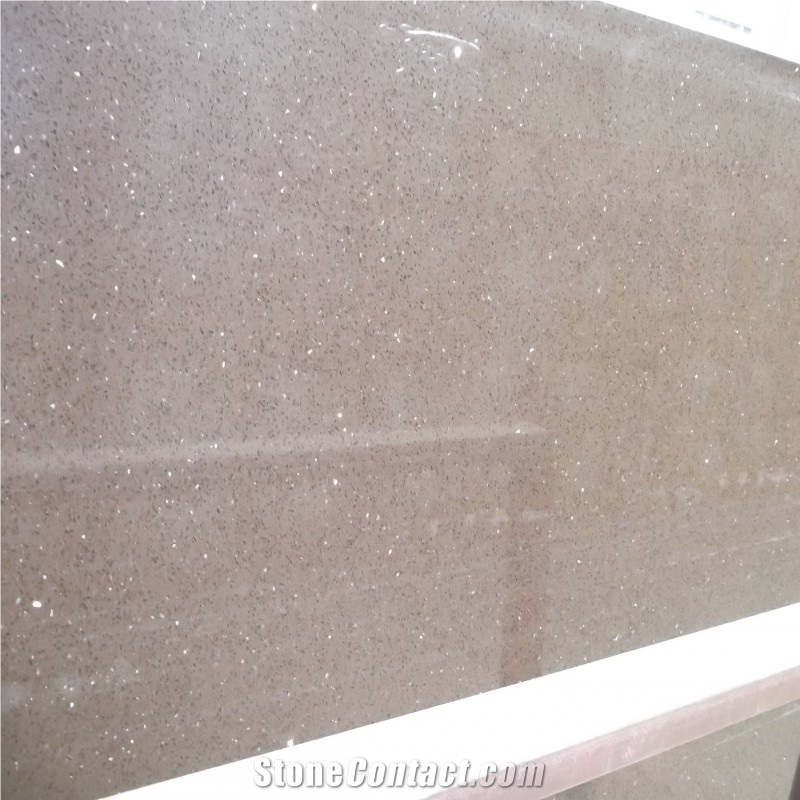 China Brown Quartz Slab for Kitchen Countertops