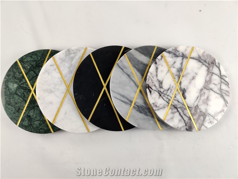 China White/Black Marble Stone for the Table Mat