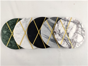 China White/Black Marble Stone for the Table Mat