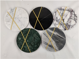 China White/Black Marble Stone for the Table Mat