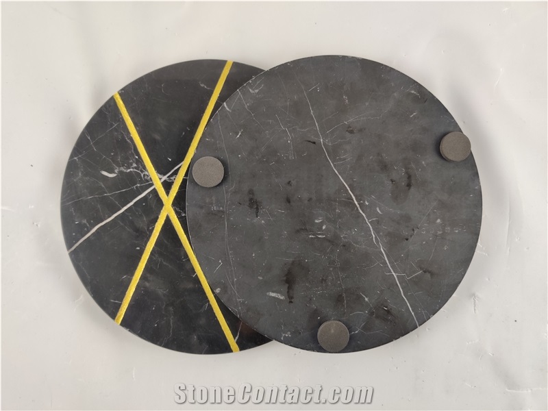 China White/Black Marble Stone for the Table Mat
