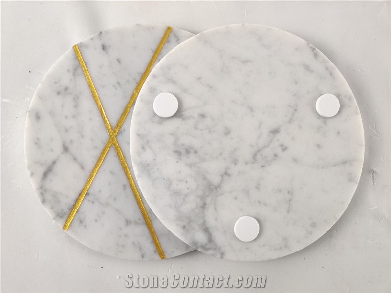 China White/Black Marble Stone for the Table Mat