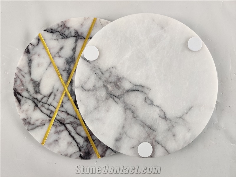 China White/Black Marble Stone for the Table Mat