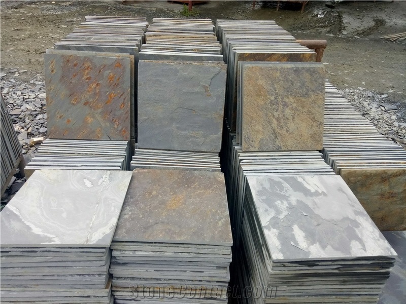 Cultural Rusty Yellow Slate Tile for Paving Floor