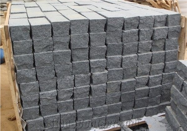 G654 Dark Grey Granite Cobblestone Cubes