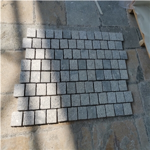 Grey Granite Cobblestone on Mesh Paving Flooring