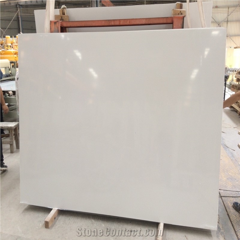 Pure White Artificial Crystallized Stone Slab Tile