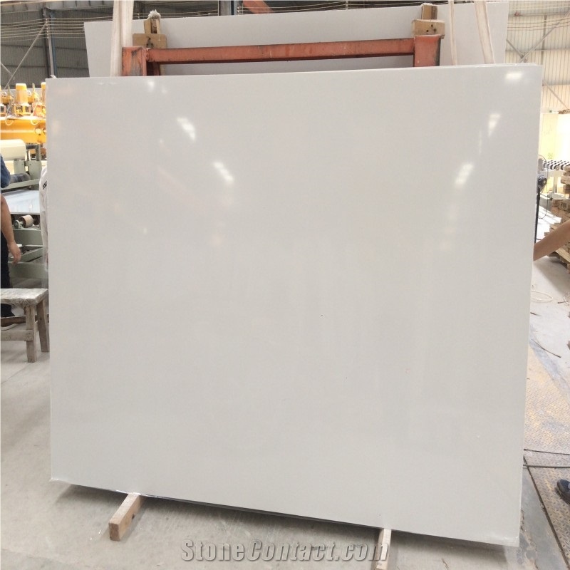 Pure White Artificial Crystallized Stone Slab Tile
