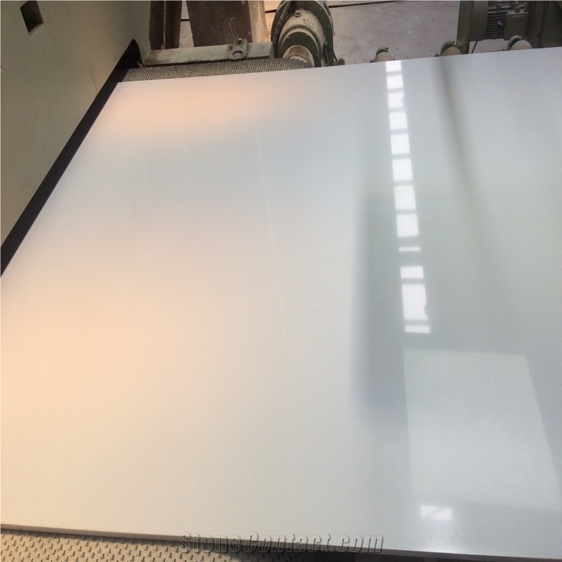 Pure White Artificial Crystallized Stone Slab Tile