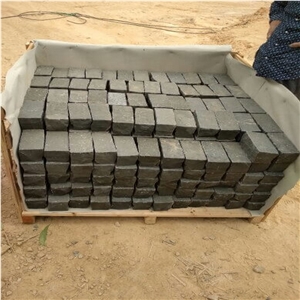 Zp Black Basalt Cobblestone Pavers Stone on Mesh