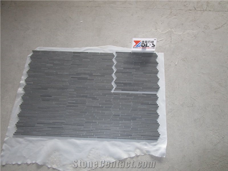 Black Lava Stone Mosaic Tile Wall Backsplash