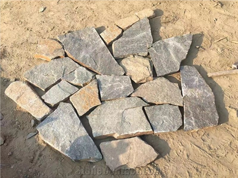 Blue Grey Rusty Slate Irregular Flagstones Walkway