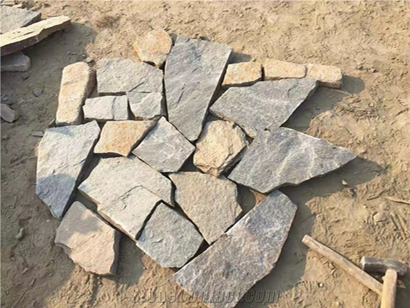 Blue Grey Rusty Slate Irregular Flagstones Walkway