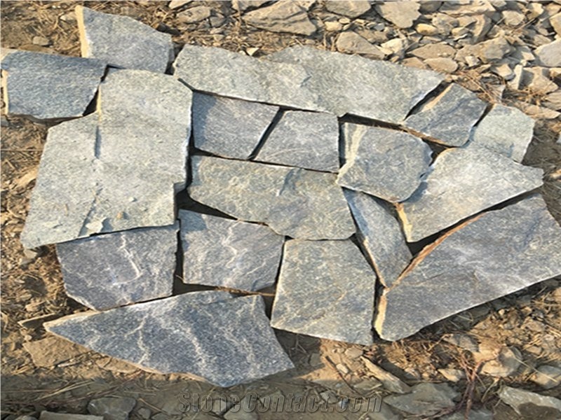 Blue Grey Rusty Slate Irregular Flagstones Walkway