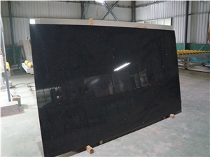 Crystal Black Quartz Kitchen Countertop Slabs